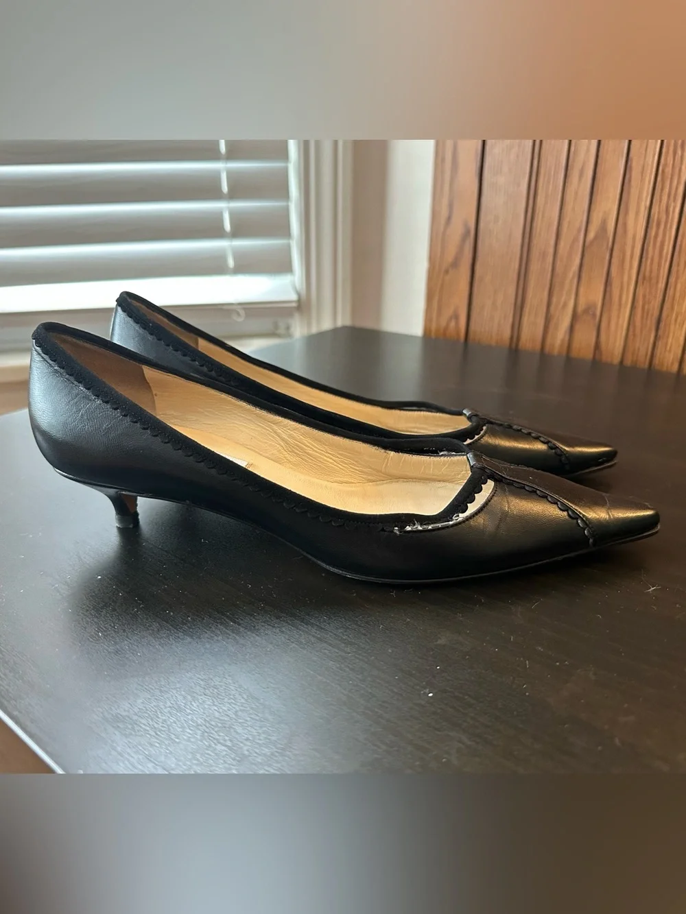 Jimmy Choo Black Pointed Toe Low Heel Pumps